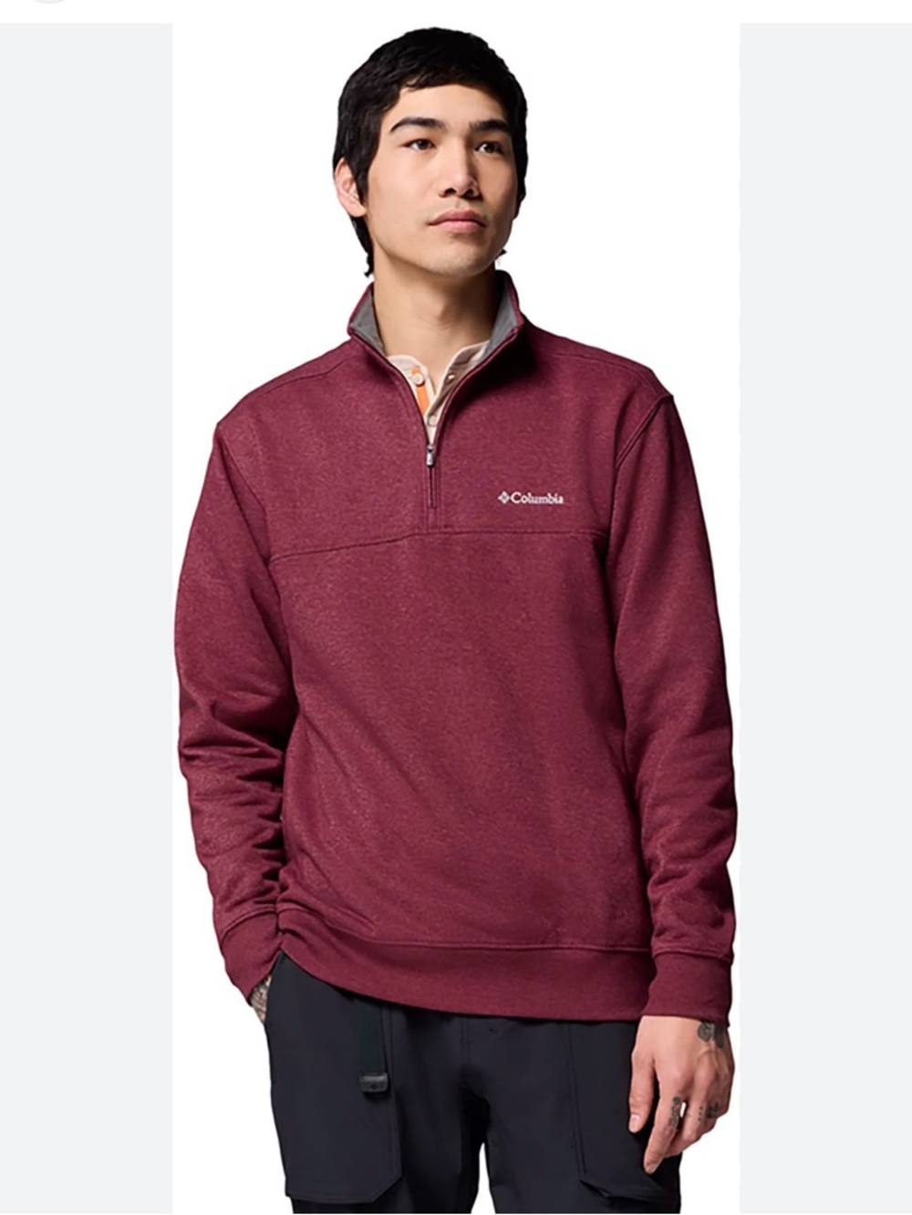 Columbia Mens Hart Mountain Red Pullover Sweater Quarter Zip Red XL EUC